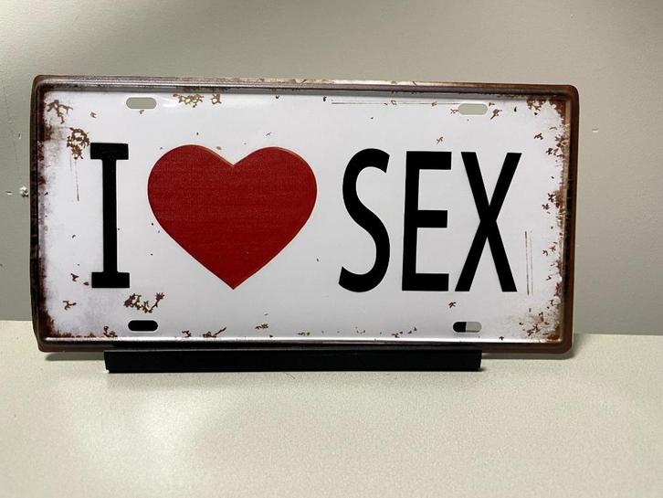 I love Sex wandbord (old Look), Huis en Inrichting, Woonaccessoires | Tekstborden en Spreuken, Nieuw, Ophalen of Verzenden