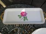 Rechthoekige Cakeschaal Cerabel Boudour met grote roze roos, Ophalen of Verzenden