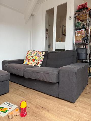 Ikea Bank met Hocker - Grijs Stof - afbeelding 2