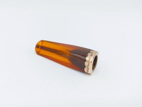Barnstenen sigarenhouder met gouden ring, Antiek en Kunst, Antiek | Goud en Zilver, Goud, Verzenden