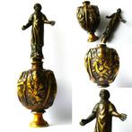 Religieus bronzen flesje met beeldje / wierookflesje flacon, Antiek en Kunst, Ophalen of Verzenden
