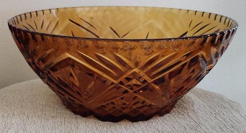 Grote glazen schaal - France; amber, persglas, Antiek en Kunst, Antiek | Glas en Kristal, Ophalen of Verzenden