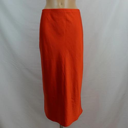 MNG Oranje Midi Potloodrok Maat S, Kleding | Dames, Rokken, Zo goed als nieuw, Maat 36 (S), Oranje, Onder de knie, Verzenden