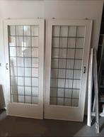 Ensuite deuren glas in lood + rail,  83x201cm per deur, Doe-het-zelf en Verbouw, Deuren en Horren, Ophalen, Gebruikt, 80 tot 100 cm