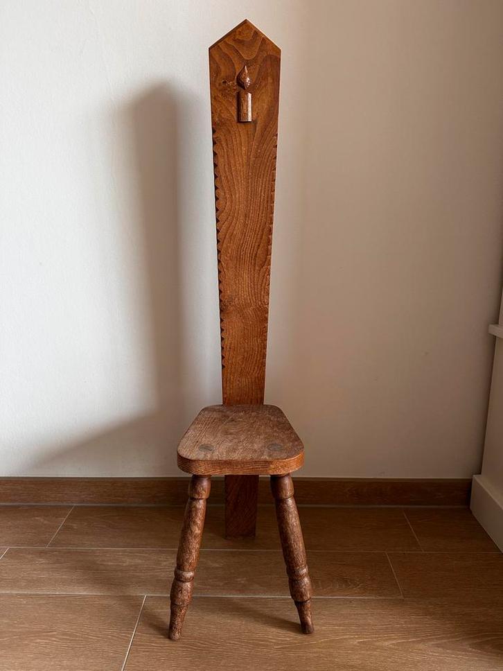Houten kruk of tafeltje met Kaars decoratie, Antiek en Kunst, Curiosa en Brocante, Ophalen