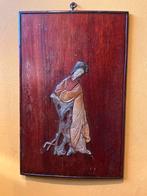 Oud houten Japans wandbord ❤️ Japanse Geisha, Ophalen of Verzenden