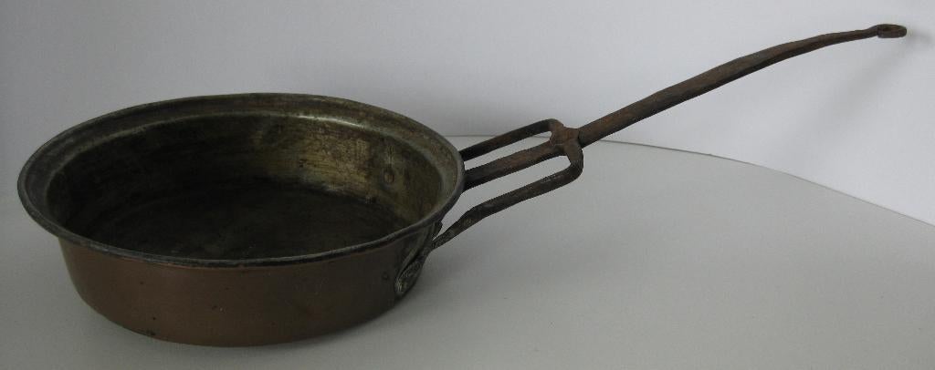 Koper / Koperen Pan met handvat ø 20 cm totaal 43 cm, Ophalen of Verzenden, Koper