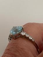 Wit gouden ring hart aquamarijn, Verzenden, Goud, Ring