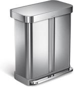 KOOPJE! Simplehuman Afvalemmer 58L - Afvalscheiding - RVS, Ophalen, Met pedaal, 50 tot 75 cm, Nieuw