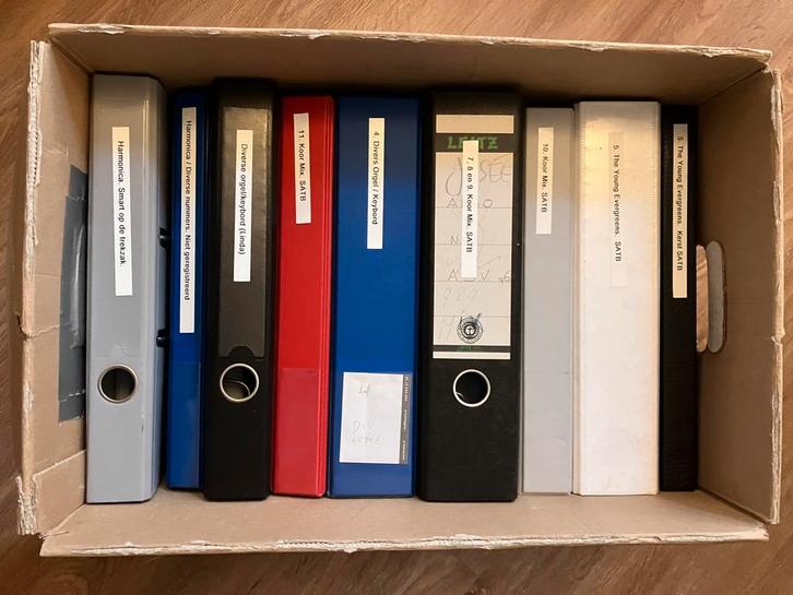 verhuisdoos vol bladmuziek - keyboard / trekzak / harmonica, Muziek en Instrumenten, Bladmuziek, Gebruikt, Overige soorten, Overige genres