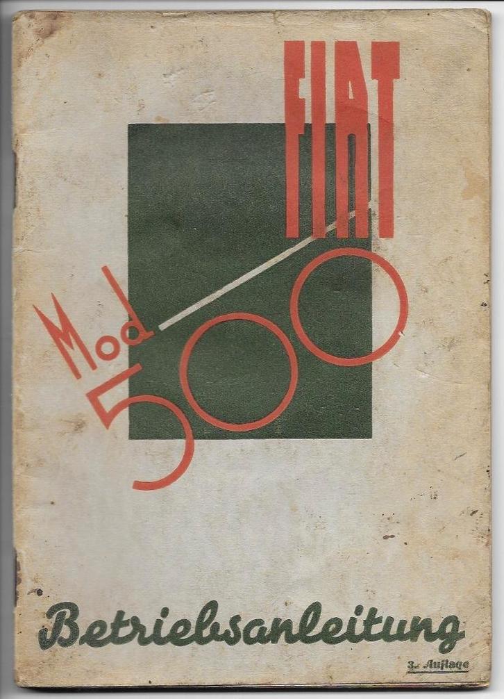 Fiat 500 Betriebsanleitung handleiding 1937, Auto diversen, Handleidingen en Instructieboekjes, Ophalen of Verzenden