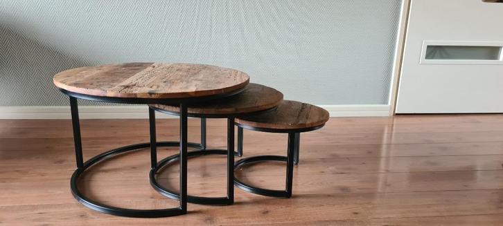 Salontafel set Goossens, Huis en Inrichting, Tafels | Salontafels, Gebruikt, Minder dan 50 cm, 50 tot 100 cm, 50 tot 100 cm, Rond