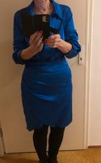 Elegante kobaltblauwe satijnen jurk maat L, Blauw, Shein, Maat 42/44 (L), Knielengte