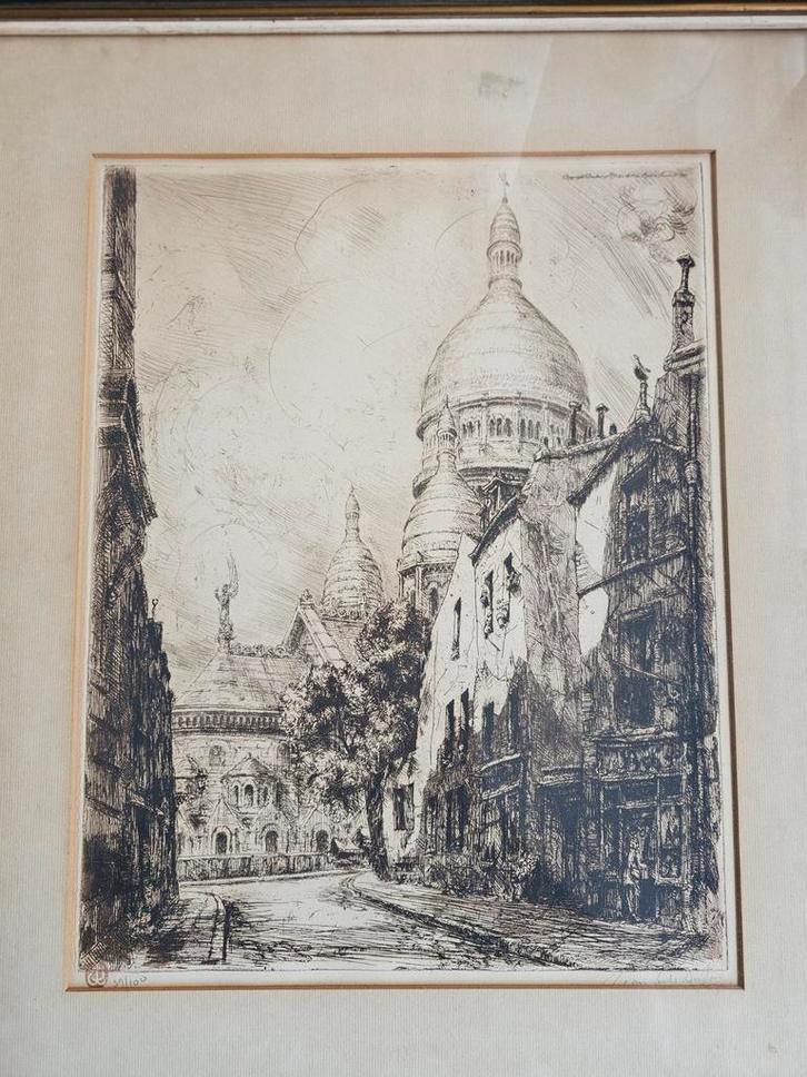 Jean Jules Dufour - Ets Montmartre Parijs, Antiek en Kunst, Kunst | Etsen en Gravures, Ophalen