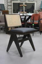 8 x eetkamerstoel Pierre Jeanneret stijl zwart hout webbing, Huis en Inrichting, Stoelen, Ophalen, Riet of Rotan, Zwart, Zo goed als nieuw