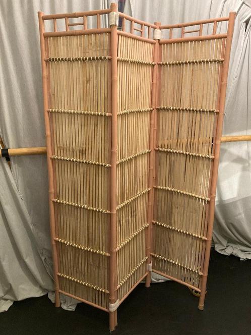 Bamboe rieten stevig kamerscherm roze Japans boho 183 * 138, Huis en Inrichting, Woonaccessoires | Kamerschermen, Zo goed als nieuw
