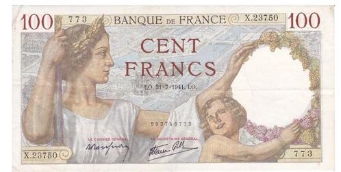 Frankrijk, 100 Francs, 1941, Postzegels en Munten, Bankbiljetten | Europa | Niet-Eurobiljetten, Los biljet, Frankrijk, Ophalen of Verzenden