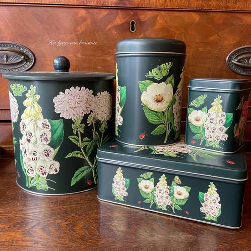 Engelse stijl botanische voorraad blikken set 4 stuks, Huis en Inrichting, Keuken | Servies, Nieuw, Overige stijlen, Ophalen of Verzenden
