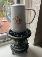 Mooie vintage theepot met nostalgische thee stoof, Antiek en Kunst, Antiek | Emaille, Ophalen