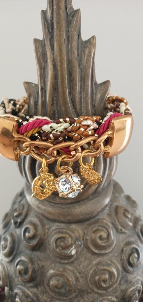 Bedelarmband gevlochten koord kleuren rose goud,bruin,zwart, Sieraden, Tassen en Uiterlijk, Armbanden, Nieuw, Overige materialen