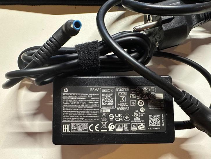 [NIEUW] Origineel HP 65W Blue Tip adapter + EU snoer, Computers en Software, Laptop-opladers, Nieuw, Ophalen of Verzenden