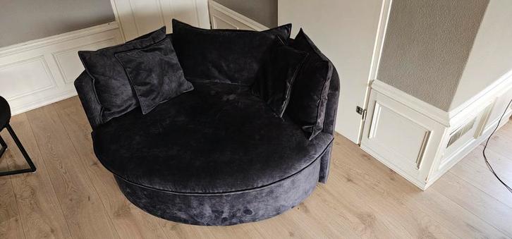 Goossens Velvet Loveseat/bankje zwart antraciet velours, Huis en Inrichting, Banken | Sofa's en Chaises Longues, Zo goed als nieuw