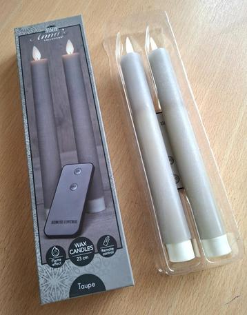 Diner waxkaarsen op batterij en afstandsbediening (taupe) beschikbaar voor biedingen