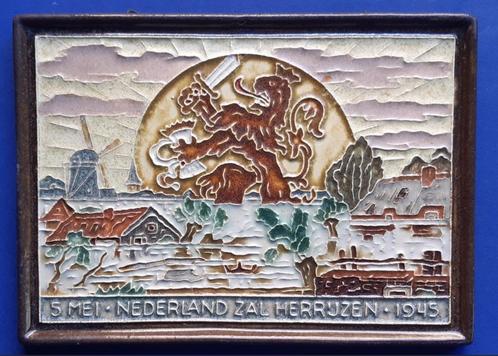 Porceleyne Fles 1945 Nederland zal Herrijzen Cloisonne (8), Antiek en Kunst, Antiek | Wandborden en Tegels, Verzenden