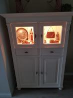 Witte Vitrinekast (met verlichting), Huis en Inrichting, Kasten | Vitrinekasten, Ophalen, Gebruikt, 100 tot 150 cm, Wit hout