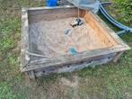 Houten zandbak met afdekzeil, Ophalen, Gebruikt