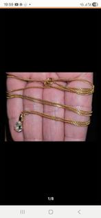 Gouden ketting 18k met 14k hanger, Ophalen of Verzenden, Zo goed als nieuw, Geel, Dame