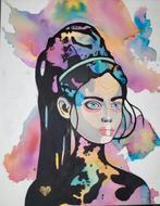 Skye Pink portret wanddecoratie op canvas, Ophalen of Verzenden, Nieuw