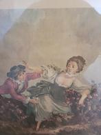 Vintage lijst met glas en Franse prent, Antiek en Kunst, Ophalen of Verzenden