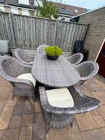 6 persoons rotan tuinset eettafel en stoelen, Tuin en Terras, Tuinsets en Loungesets, Ophalen, Gebruikt, Eettafel, Rotan
