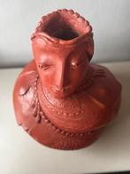 Terracotta Beeld met Dubbel Gezicht - Handgemaakt Kunstwerk, Antiek en Kunst, Kunst | Beelden en Houtsnijwerken, Ophalen of Verzenden