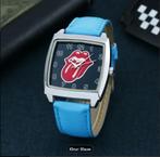 HORLOGE met R.S.Tong-Logo met BLAUWE, ROZE of ZWARTE Band., Overige merken, Leer, Staal, Polshorloge