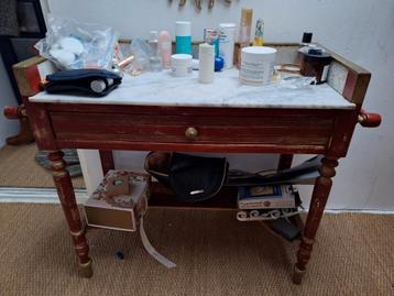 Kaptafel met marmeren blad - 92x40x77 cm beschikbaar voor biedingen