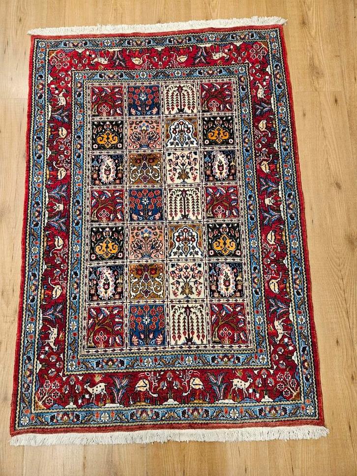 Vintage handgeknoopt perzisch tapijt moud 151x100, Huis en Inrichting, Stoffering | Tapijten en Kleden, Gebruikt, 100 tot 150 cm