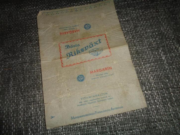 Bevrijding  Riksvaxt 1945 boter margarine oorlog wo2 wikkel, Verzamelen, Militaria | Tweede Wereldoorlog, Overige soorten, Overige typen