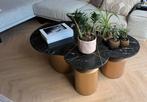 3 delig Salon tafel blad marmer zwart, Ophalen, 50 tot 100 cm, Rond, Zo goed als nieuw