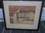 Ja Zeger Vink (Scheen) aquarel van een Boerenhuisje, Minder dan 50 cm, Gebruikt, Oorspronkelijke maker, Ophalen of Verzenden