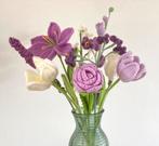 * 9 Lila beige gehaakte bloemen Lelie lavendel tulp Calla ea, Verzenden, Nieuw, Binnen