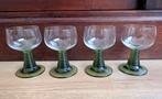 Roemer Luminarc wijnglazen met groene geribbelde voet 4stuks, Antiek en Kunst, Antiek | Glas en Kristal, Ophalen of Verzenden