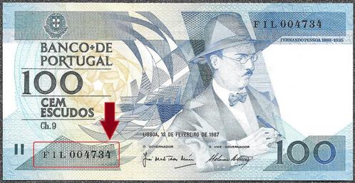 Portugal 100 Escudos 1987 Herdenkingszegel, Postzegels en Munten, Bankbiljetten | Europa | Eurobiljetten, Los biljet, Portugal