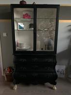 Zwart buikkastje met los vitrine kastje, Huis en Inrichting, Kasten | Vitrinekasten, Ophalen, Gebruikt, 50 tot 100 cm, Minder dan 100 cm