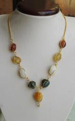 Mooi kettinkje, agaat stenen in wire wrap met haaksluiting., Ophalen of Verzenden, Nieuw, Steen of Mineraal, Met edelsteen