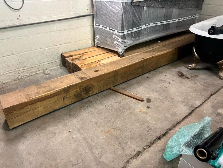 Eiken balken te koop - diverse maten, Doe-het-zelf en Verbouw, Hout en Planken, Gebruikt, Balk, Eiken, 300 cm of meer, 50 mm of meer