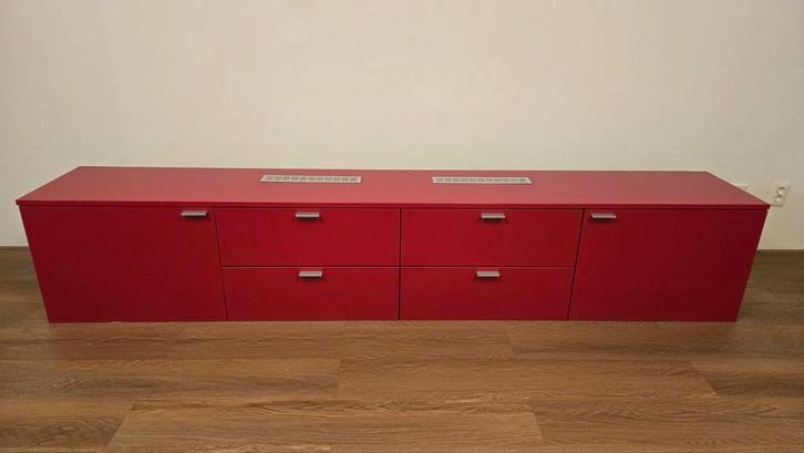 Rode TV-meubel/Dressoir, Huis en Inrichting, Kasten | Televisiemeubels, Zo goed als nieuw, Minder dan 100 cm, 200 cm of meer, 25 tot 50 cm