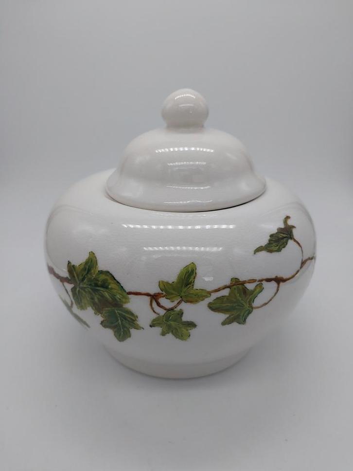 Vintage keramieken dekselpot met motief van klimop, Antiek en Kunst, Antiek | Keramiek en Aardewerk, Ophalen of Verzenden