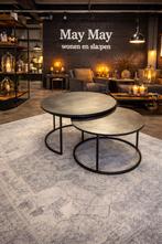 Salontafel 2-Delig Metaal Brons €149,- Direct/Leverbaar, Ophalen, #Salontafel#Rond#Goud#Zwart#Ø75cm.#Brons#Metaal, 50 tot 100 cm